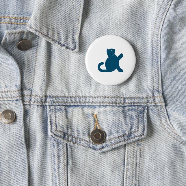Badge Rond 5 Cm Cat dit bonjour (En situation)