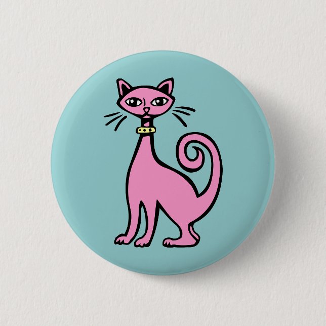 Badge Rond 5 Cm Cat rétro (Devant)