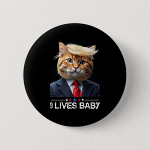 Badge Rond 5 Cm Cat Trump 9 Lives Baby