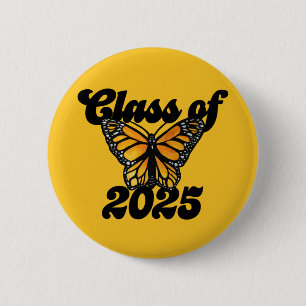 Badge Rond 5 Cm Catégorie de papillon Monarque 2025 orange et noir