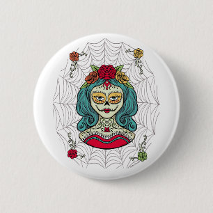 Badge Rond 5 Cm Catrina Día de Muertos Web
