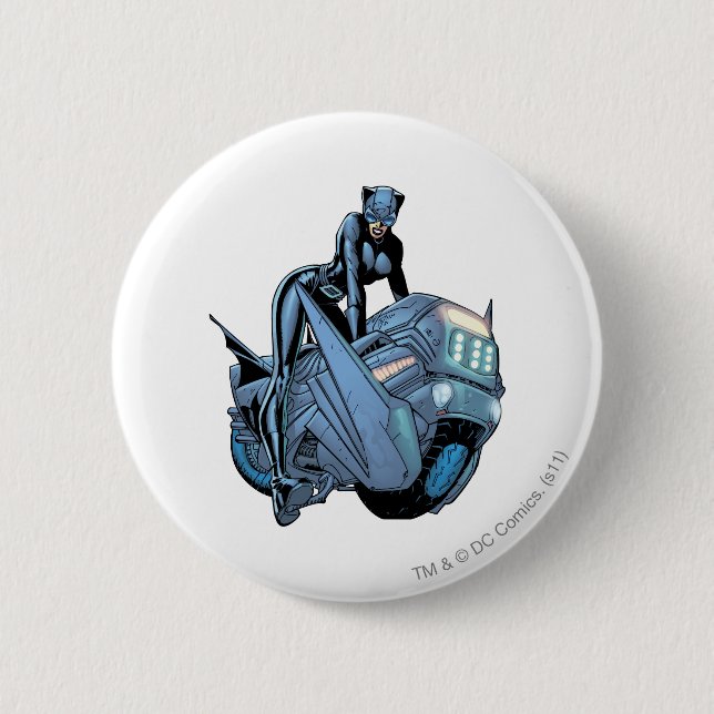 Badge Rond 5 Cm Catwoman et vélo (Devant)