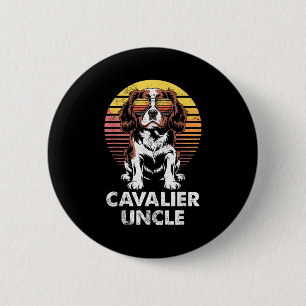Badge Rond 5 Cm Cavalier King Charles Spaniel Oncle Chien Vintage