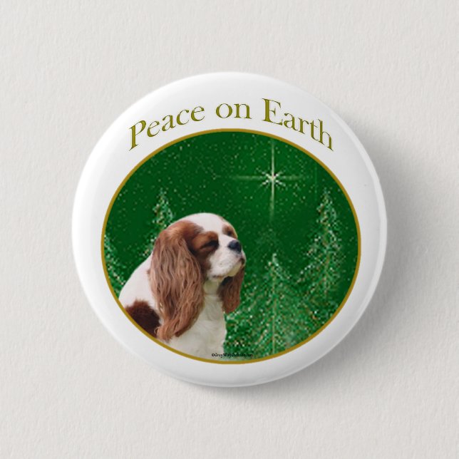 Badge Rond 5 Cm Cavalier King Charles Spaniel Paix (Devant)