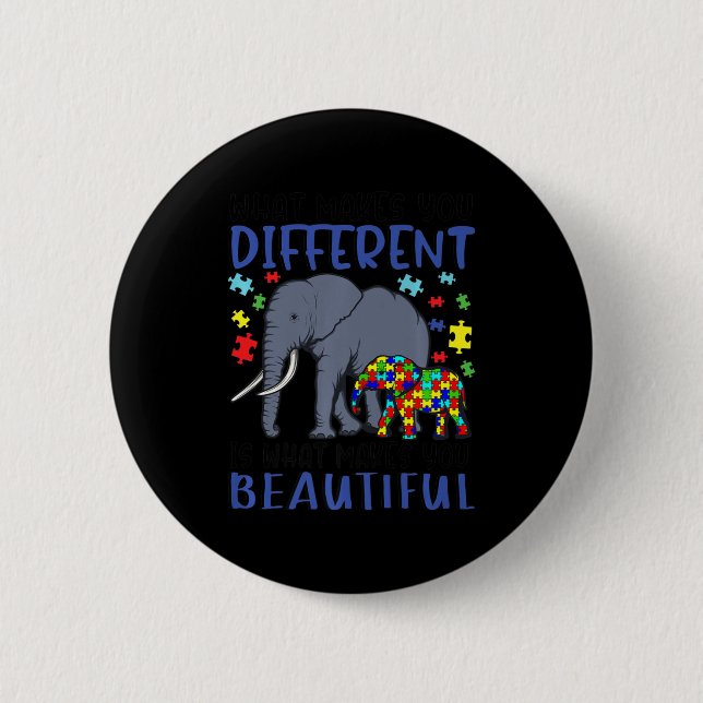 Badge Rond 5 Cm Ce qui vous rend différents éléphant maman Autisme (Devant)