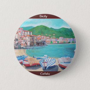 Badge Rond 5 Cm Cefalu, bouton de la Sicile