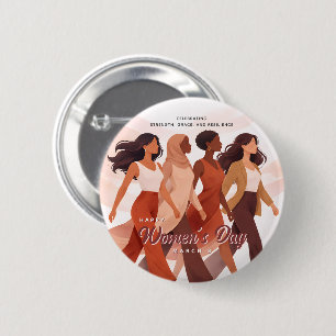 Badge Rond 5 Cm Célébration moderne de la Journée des femmes heure
