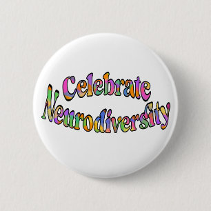 Badge Rond 5 Cm Célébrer la neurodiversité Typographie arc-en-ciel