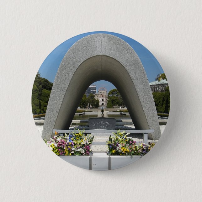 Badge Rond 5 Cm Cénotaphe commémoratif d'Hiroshima (Devant)