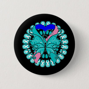 Badge Rond 5 Cm Cercle de papillon de cancer de la thyroïde des