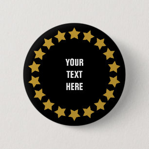 Badge Rond 5 Cm Cercle d'étoiles or ajouter n'importe quel texte