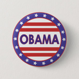 Badge Rond 5 Cm Cercle d'Obama Stars&Stripes