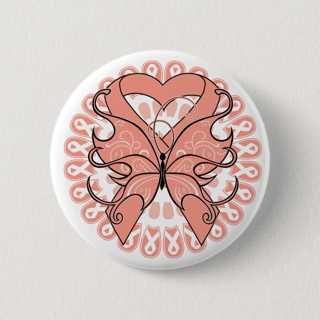Badge Rond 5 Cm Cercle papillon utérin du cancer des rubans (Devant)