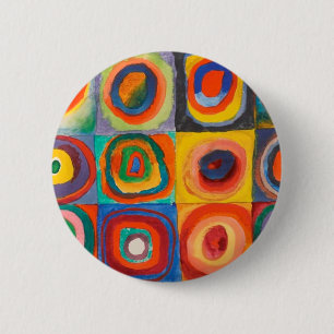 Badge Rond 5 Cm Cercles concentrés Carré de Kandinsky