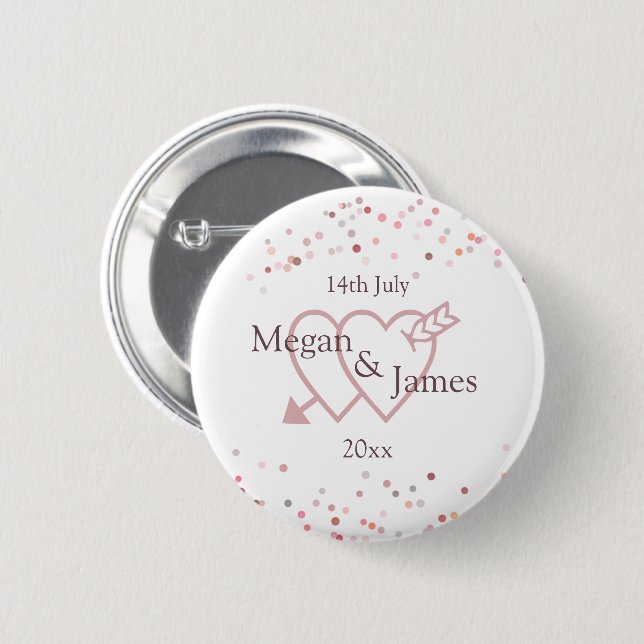 Badge Rond 5 Cm Cercles Confetti Roses (Devant & derrière)