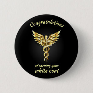 Badge Rond 5 Cm Cérémonie du manteau blanc Gold Médicale