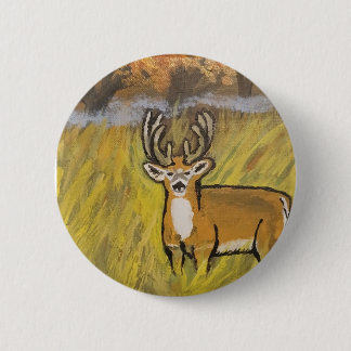 Badge Rond 5 Cm Cerf Dans L'Épine D'Automne