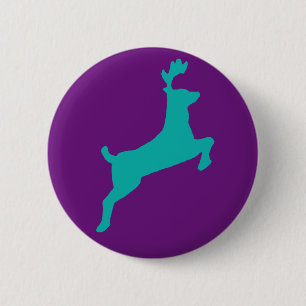 Badge Rond 5 Cm Cerfs communs turquoises