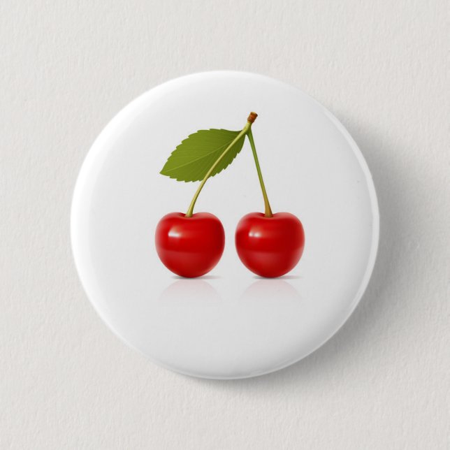 Badge Rond 5 Cm Cerises rouges (Devant)