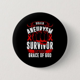 Badge Rond 5 Cm Cerveau Aneurie Sensibilisation Survivant Par Dieu
