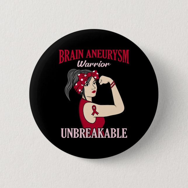 Badge Rond 5 Cm Cerveau Aneurysme Guerrier Mois de sensibilisation (Devant)