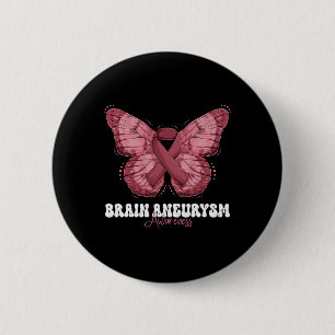 Badge Rond 5 Cm Cerveau Aneurysme Mois de sensibilisation Burgundy
