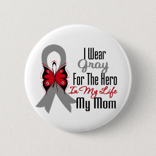 Badge Rond 5 Cm Cerveau Cancer Ruban Hero Ma maman