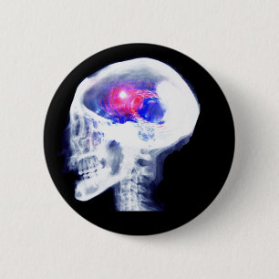Badge Rond 5 Cm Cerveau de cyborg