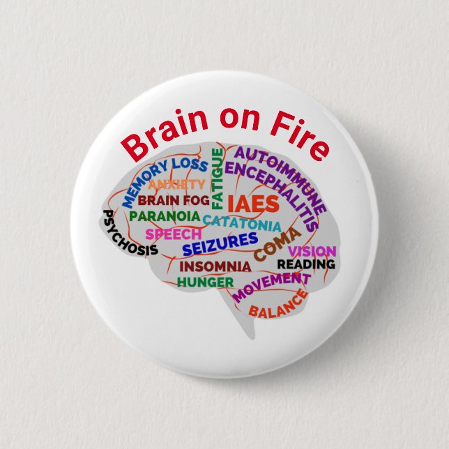 Badge Rond 5 Cm Cerveau en feu Écéphalite auto-immune Épine (Devant)
