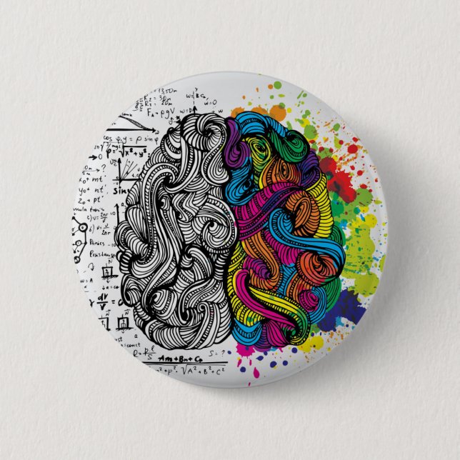 Badge Rond 5 Cm Cerveau gauche et droit (Devant)