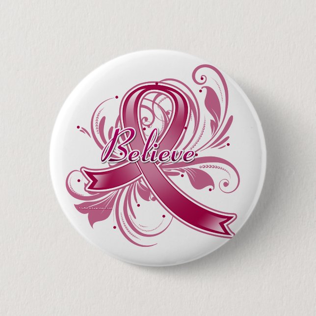 Badge Rond 5 Cm Cerveau L'Aneurysme Croit Flourish Ribbon (Devant)