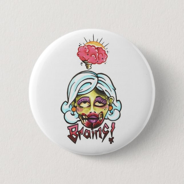Badge Rond 5 Cm Cerveaux ! Bouton (Devant)