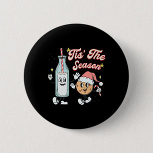 Badge Rond 5 Cm C'est la saison rétro de Noël avec du lait et des
