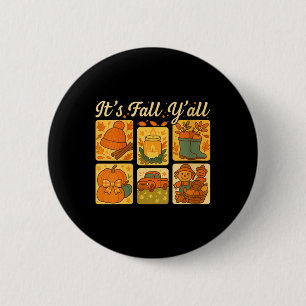 Badge Rond 5 Cm C'est l'automne les filles Citrouille Épouvantail