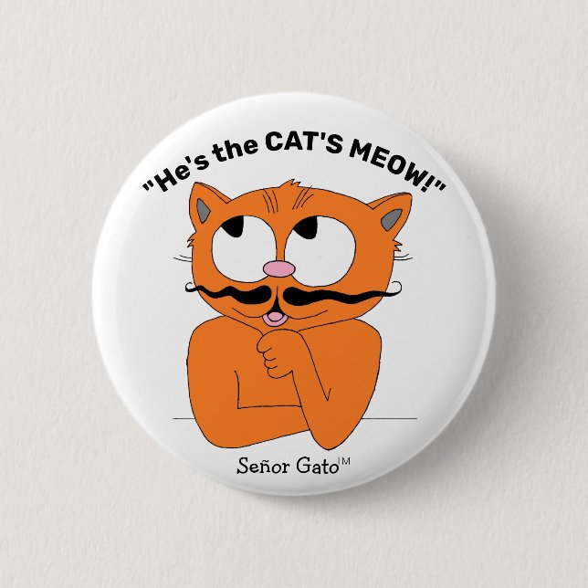 Badge Rond 5 Cm C'est le chat Meow Cartoon Mustache Cat (Devant)
