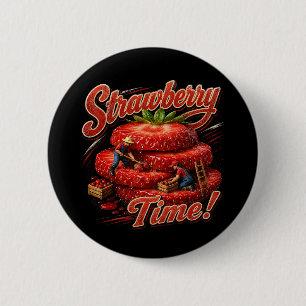 Badge Rond 5 Cm C'est l'heure des fraises !