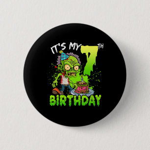 Badge Rond 5 Cm C'est mon 7e anniversaire Zombie Lover 7 ans Garço