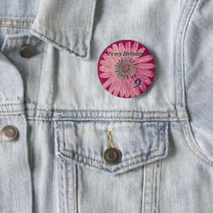 Badge Rond 5 Cm C'est mon anniversaire ! ! Fleur 9e anniversaire