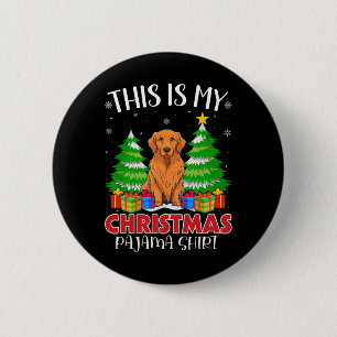 Badge Rond 5 Cm C'Est Mon Pyjama De Noël Golden Retriever Chien X