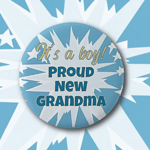 Badge Rond 5 Cm C'est un garçon ! Bouton de grand-mère fier