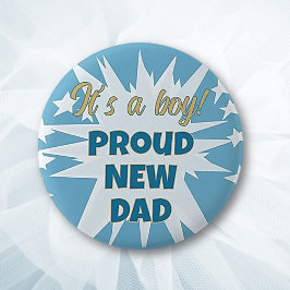 Badge Rond 5 Cm C'est un garçon ! Bouton Fier Nouveau Papa