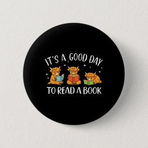 Badge Rond 5 Cm C'est une bonne journée pour lire un livre vache d