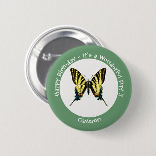 Badge Rond 5 Cm C'est une fête d'anniversaire de papillon à queue 
