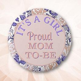 Badge Rond 5 Cm C'est une fille ! Bouton Fier Maman-to-be