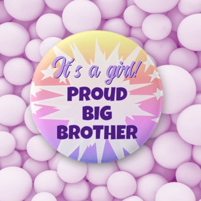 Badge Rond 5 Cm C'est une fille ! Fier Big Brother Button (Créateur téléchargé)