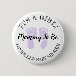 Badge Rond 5 Cm C'est une fille maman d'être des empreintes violet