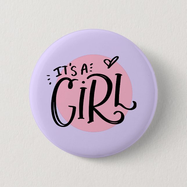 Badge Rond 5 Cm C'est une nouvelle fille Faire-part bébé (Devant)