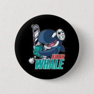 Badge Rond 5 Cm Chainsaw Killer Whale Costume Amusant Orca Hallowe