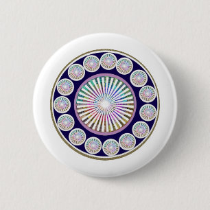 Badge Rond 5 Cm CHAKRA multiples - Mandala vivant de l'étincelle 