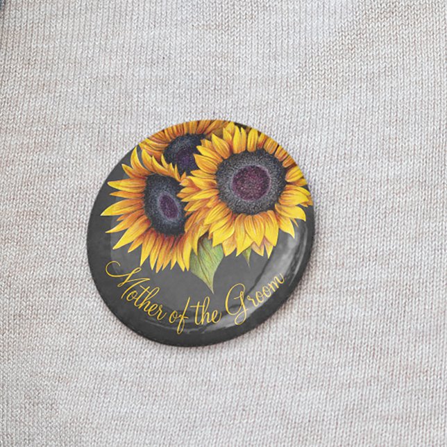 Badge Rond 5 Cm Chalet de tournesol rustique mère du marié (Créateur téléchargé)